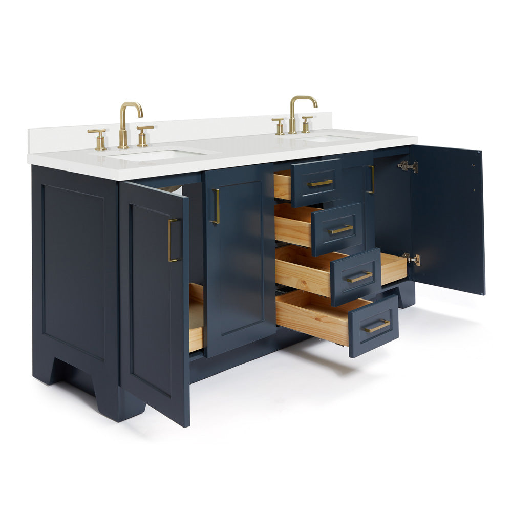 Emilia 72-Inch Midnight Blue bathroom vanity on white background – product photo 2