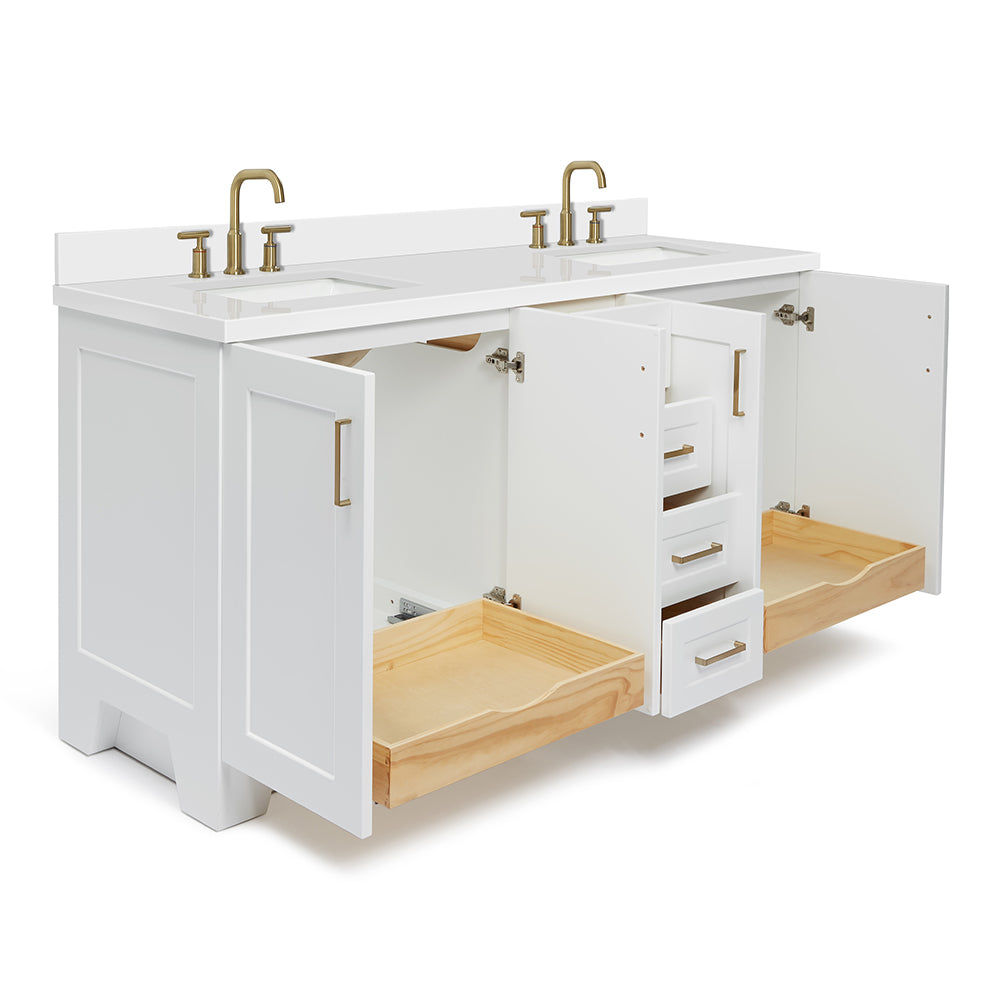 Emilia 72-Inch White bathroom vanity on white background – product photo 1