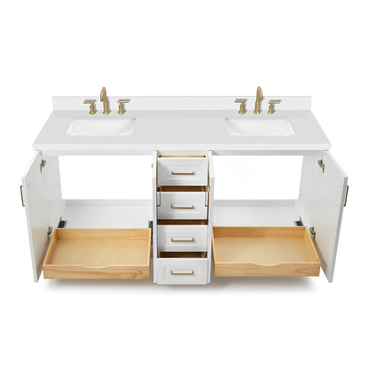 Emilia 72-Inch White bathroom vanity on white background – product photo 2