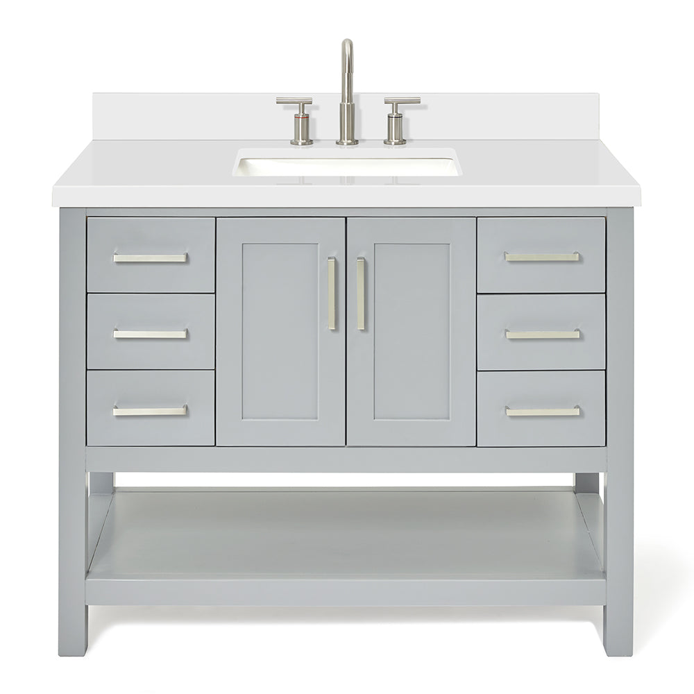 Olivia 42-inch Grey bathroom vanity on white back ground front view main image