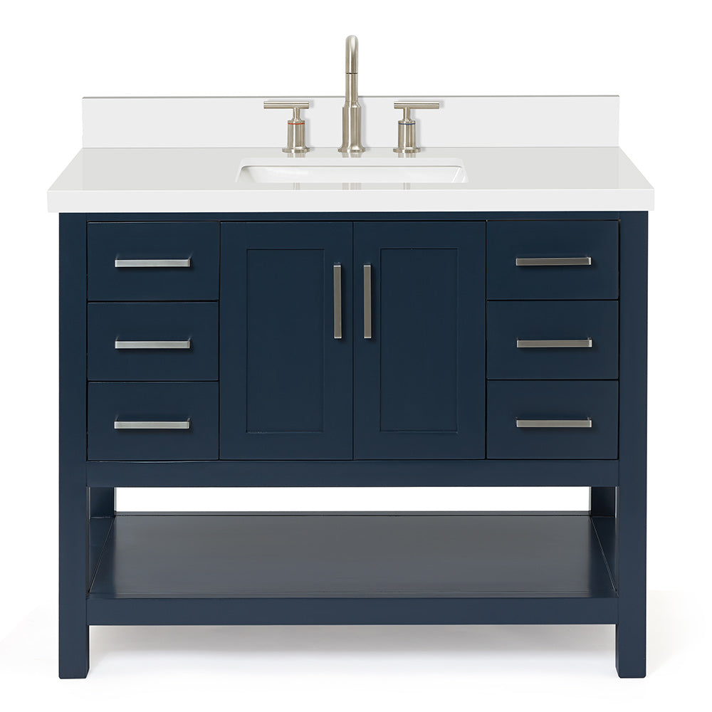 Olivia 42-inch Midnight Blue bathroom vanity on white back ground front view main image