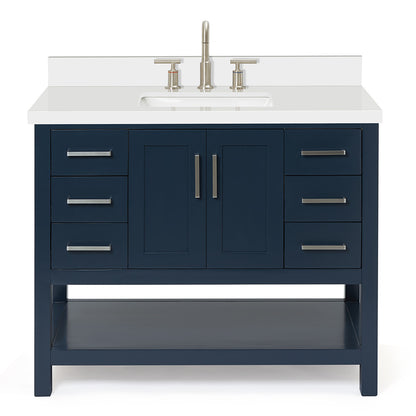 Olivia 42-inch Midnight Blue bathroom vanity on white back ground front view main image