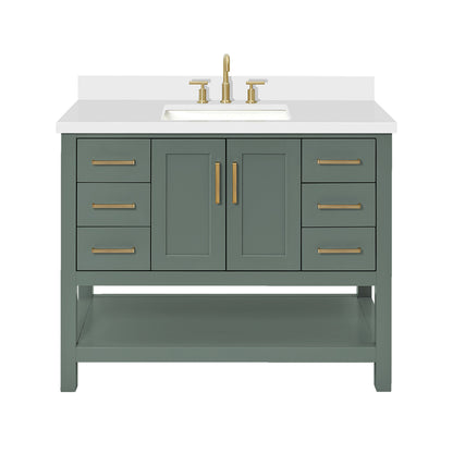 Olivia 42-inch Vintage Green bathroom vanity on white back ground front view main image