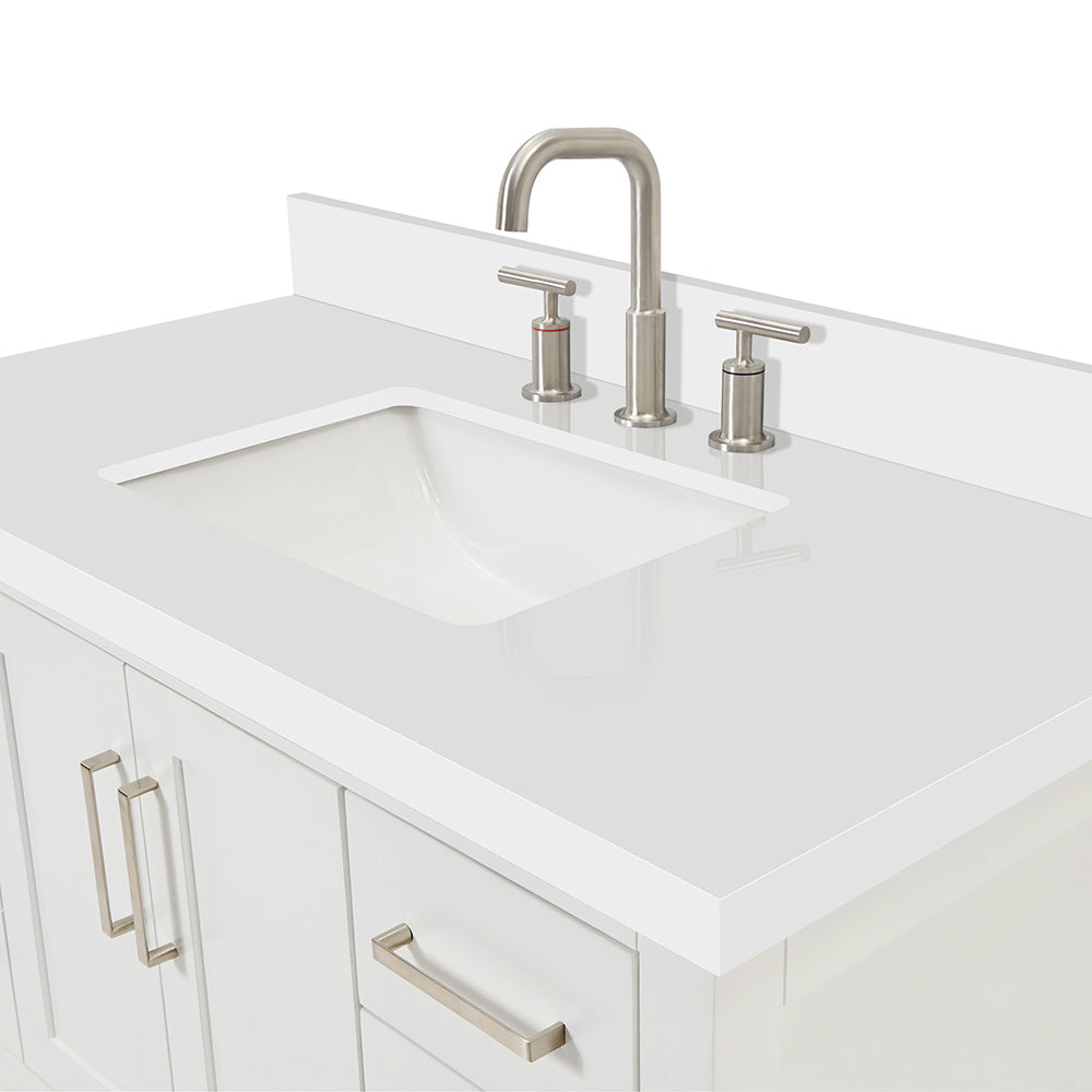 Olivia 42-inch White bathroom vanity on detail 1