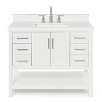 Olivia 42-inch White bathroom vanity on white back ground front view main image