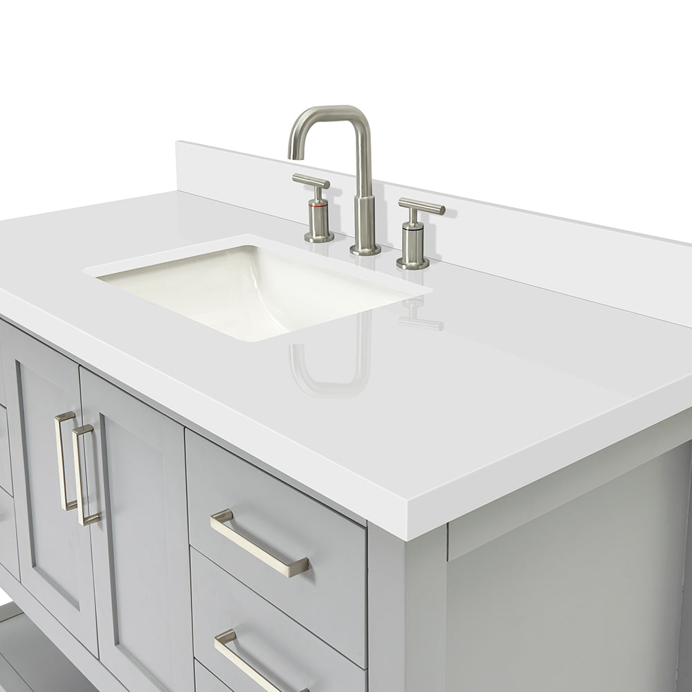 Olivia 48-inch Grey bathroom vanity on detail 2
