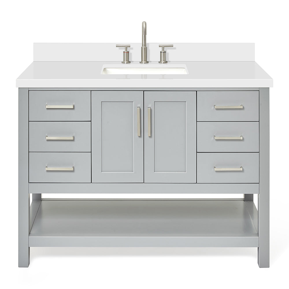 Olivia 48-inch Grey bathroom vanity on white back ground front view main image