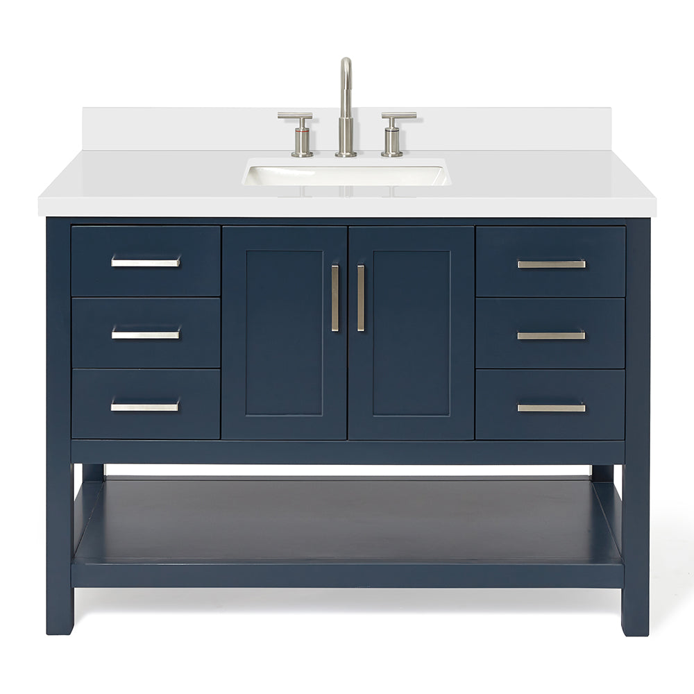 Olivia 48-inch Midnight Blue bathroom vanity on white back ground front view main image