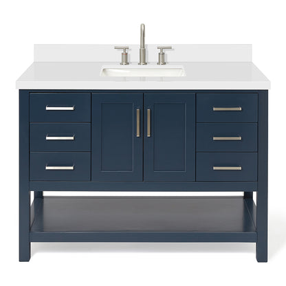 Olivia 48-inch Midnight Blue bathroom vanity on white back ground front view main image