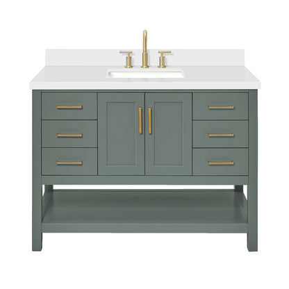Olivia 48-inch Vintage Green bathroom vanity on white back ground front view main image