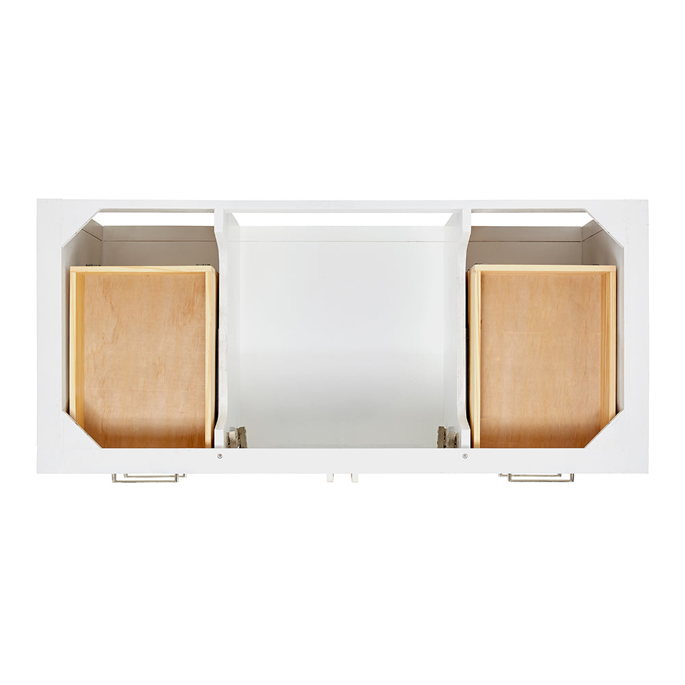 Olivia 48-inch White bathroom vanity on white back ground top down