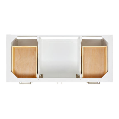 Olivia 48-inch White bathroom vanity on white back ground top down
