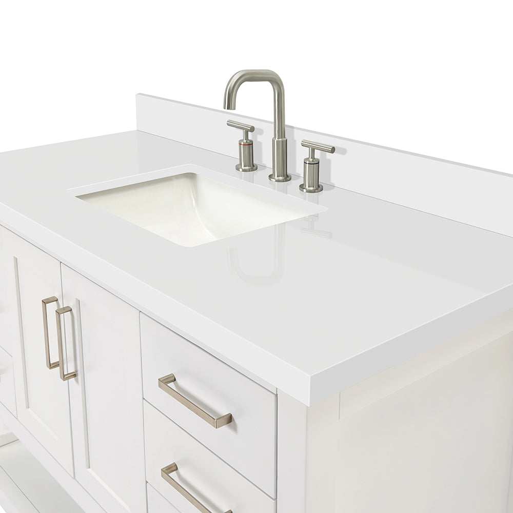 Olivia 48-inch White bathroom vanity on detail 2