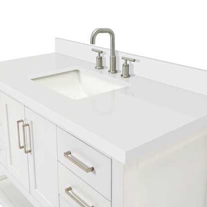 Olivia 48-inch White bathroom vanity on detail 2