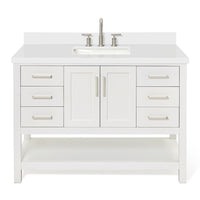 Olivia 48-inch White bathroom vanity on white back ground front view main image