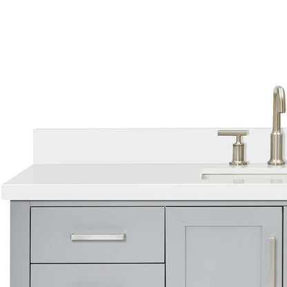 Olivia 54-inch Grey bathroom vanity on detail 2