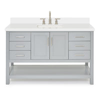 Olivia 54-inch Grey bathroom vanity on white back ground front view main image