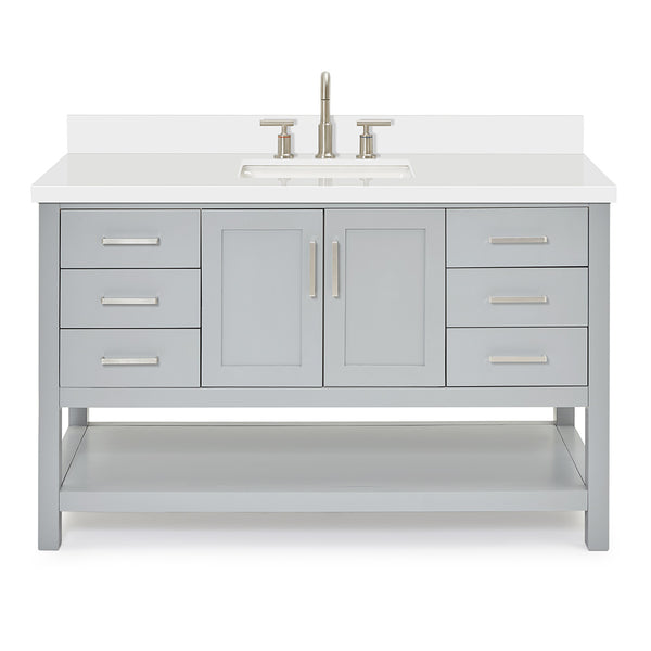 Olivia 54-inch Grey bathroom vanity on white back ground front view main image