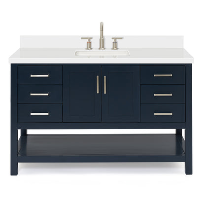 Olivia 54-inch Midnight Blue bathroom vanity on white back ground front view main image