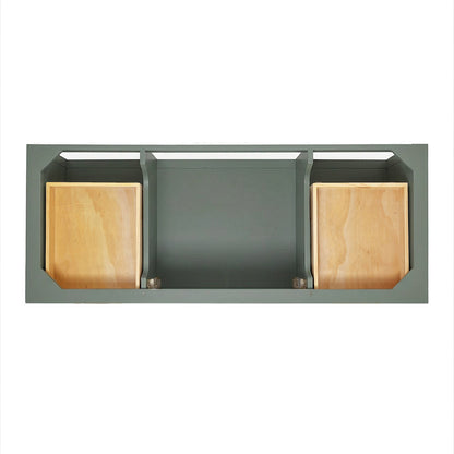 Olivia 54-inch Vintage Green bathroom vanity on white back ground front view open door