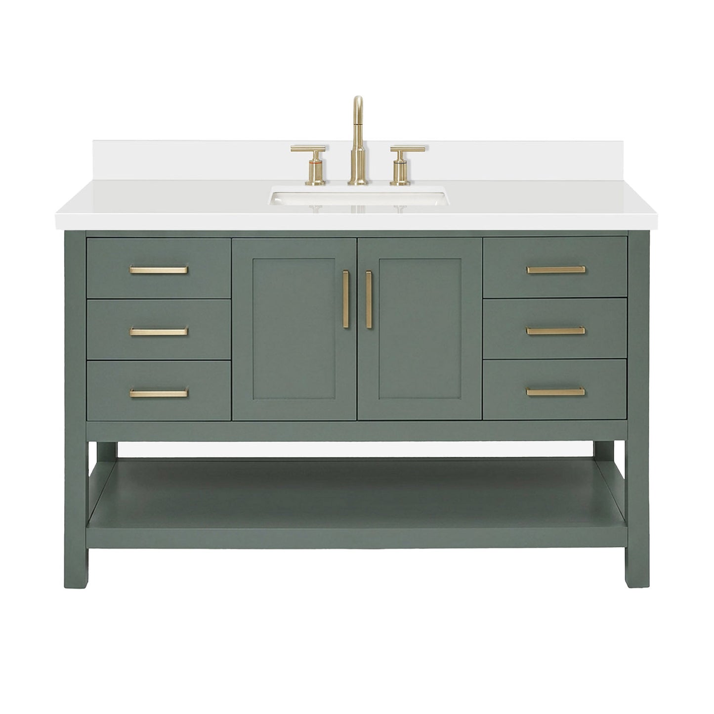 Olivia 54-inch Vintage Green bathroom vanity on white back ground front view main image
