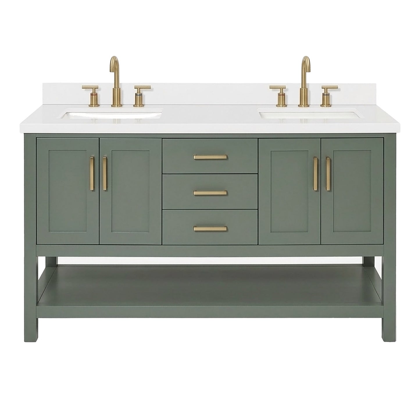 Olivia 60-inch Vintage Green bathroom vanity on white back ground front view main image