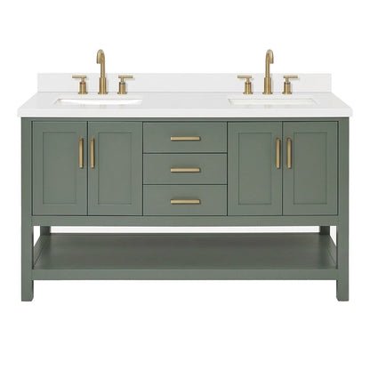 Olivia 60-inch Vintage Green bathroom vanity on white back ground front view main image