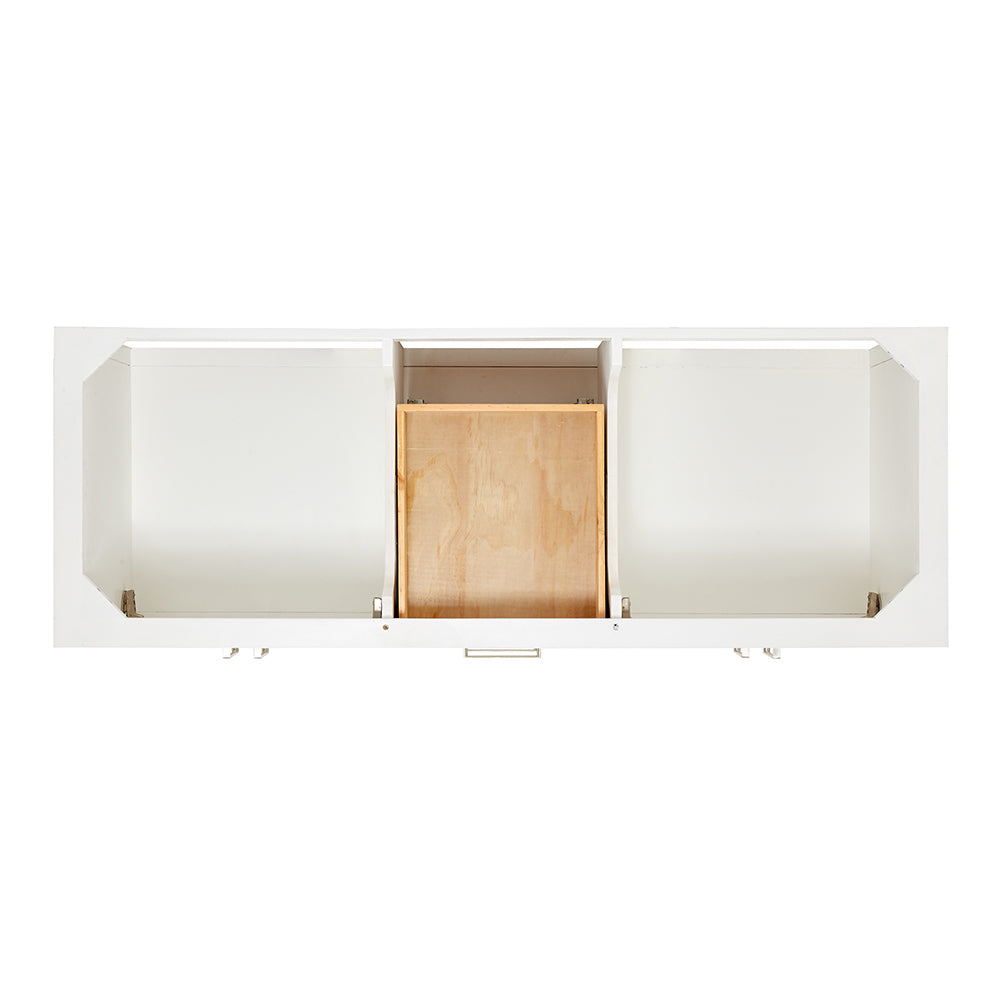 Olivia 60-inch White bathroom vanity on white back ground top down