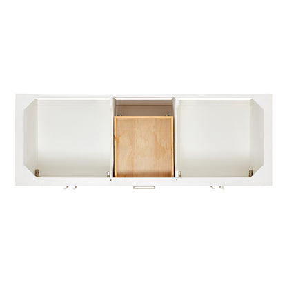 Olivia 60-inch White bathroom vanity on white back ground top down
