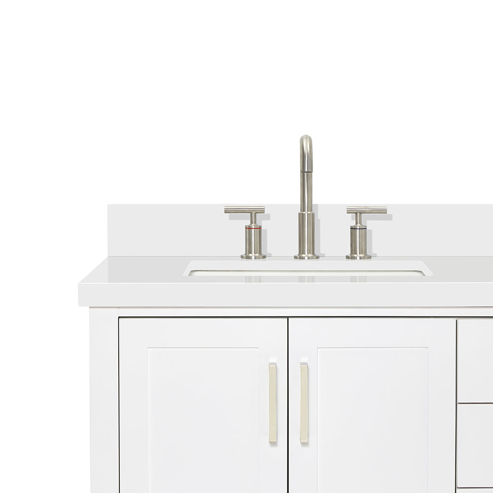 Olivia 60-inch White bathroom vanity on detail 3