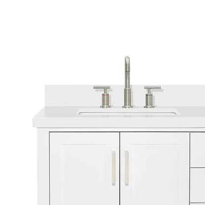 Olivia 60-inch White bathroom vanity on detail 3
