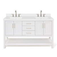 Olivia 60-inch White bathroom vanity on white back ground front view main image