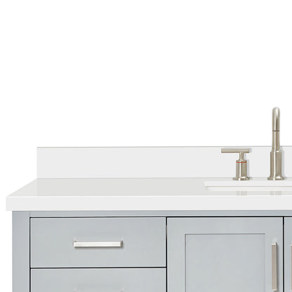 Olivia 60-inch Grey bathroom vanity on detail 2