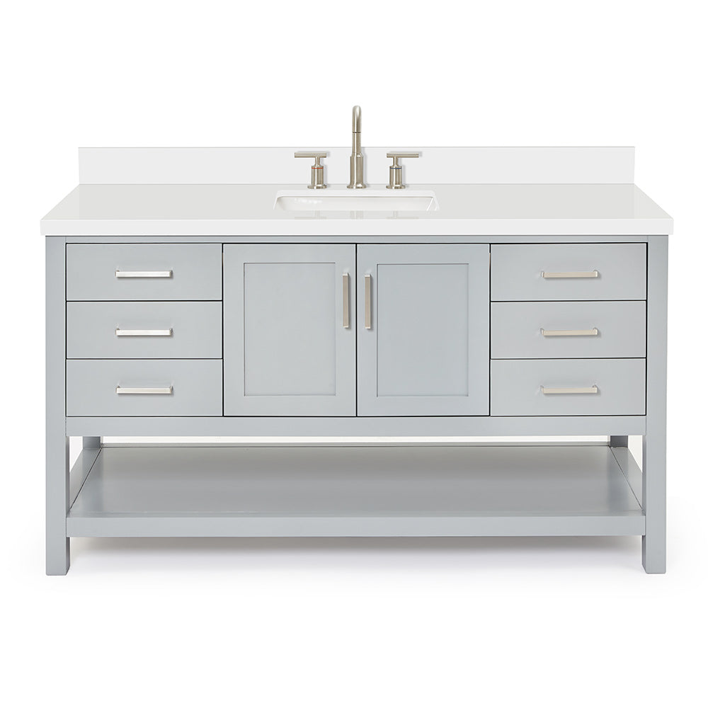 Olivia 60-inch Grey bathroom vanity on white back ground front view main image