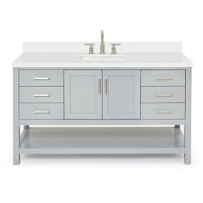 Olivia 60-inch Grey bathroom vanity on white back ground front view main image
