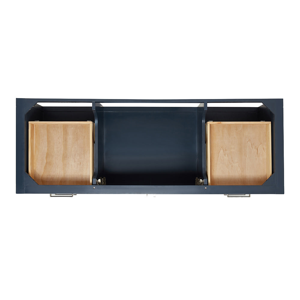 Olivia 60-inch Midnight Blue bathroom vanity on white back ground top down