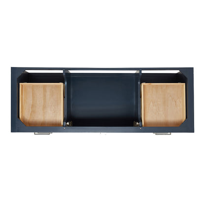 Olivia 60-inch Midnight Blue bathroom vanity on white back ground top down