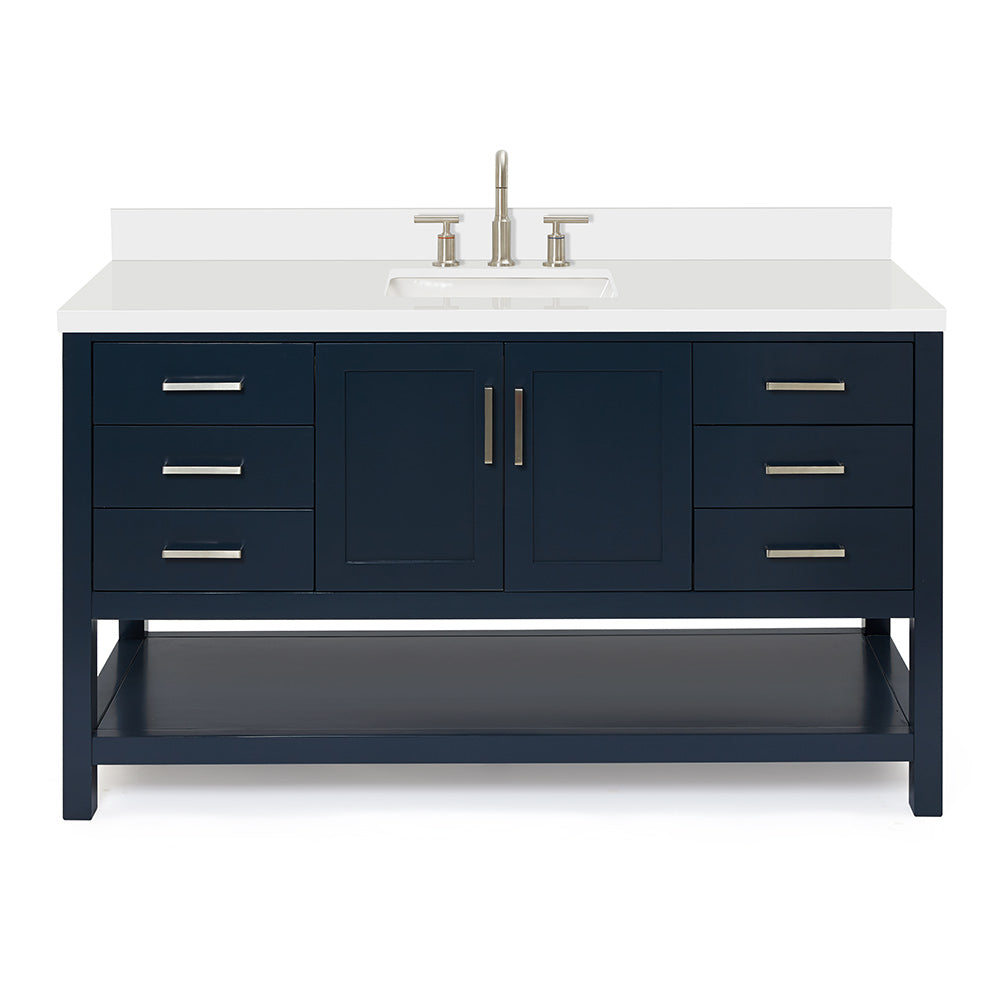 Olivia 60-inch Midnight Blue bathroom vanity on white back ground front view main image