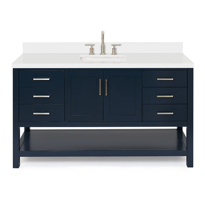 Olivia 60-inch Midnight Blue bathroom vanity on white back ground front view main image