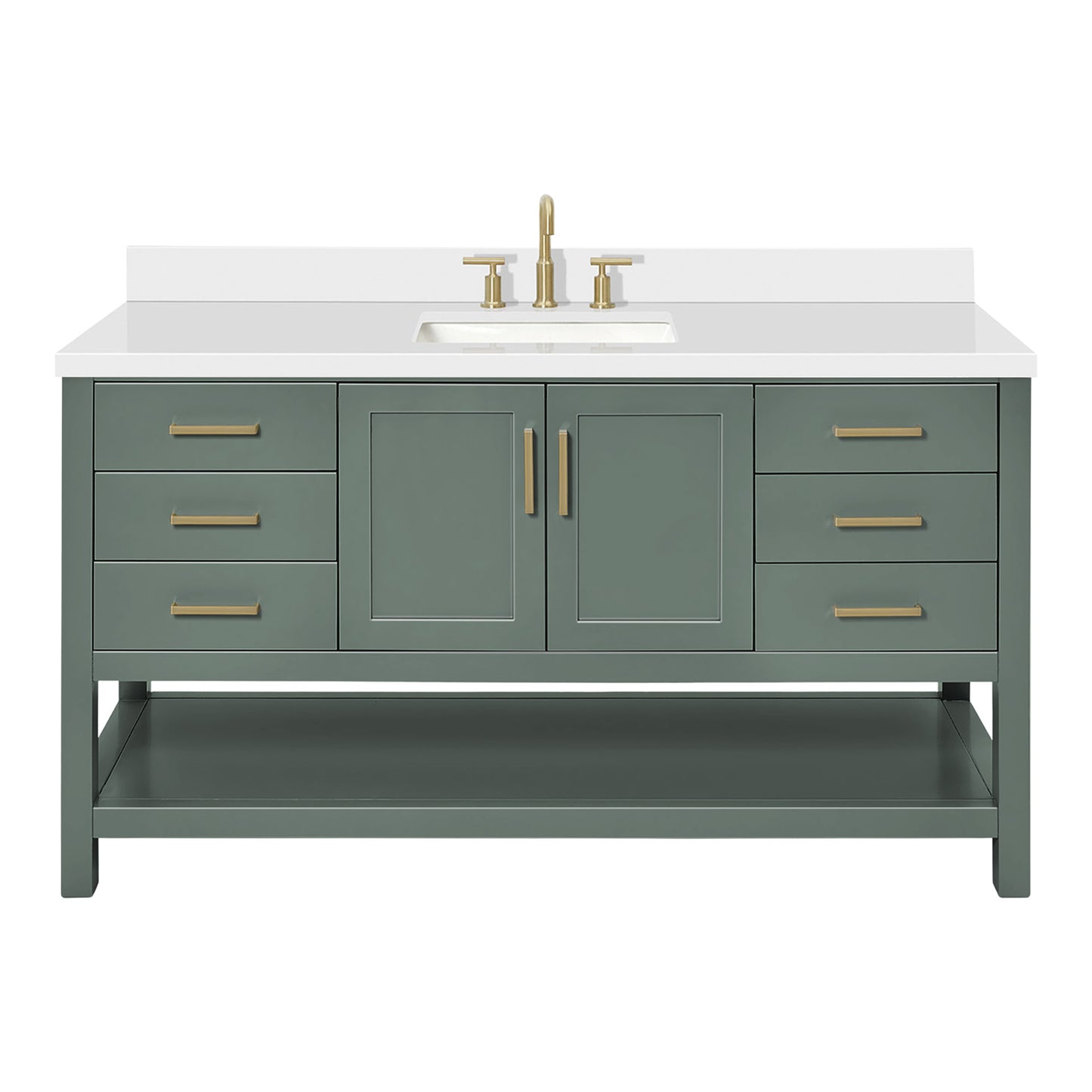 Olivia 60-inch Vintage Green bathroom vanity on white back ground front view main image