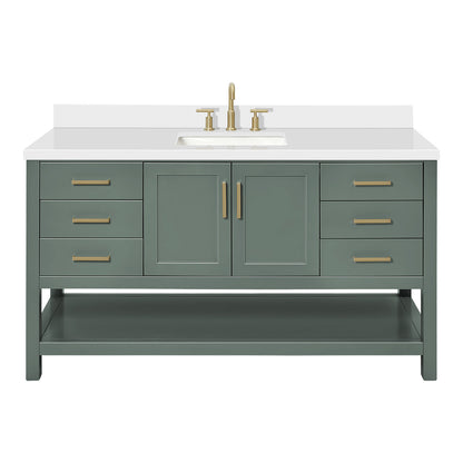 Olivia 60-inch Vintage Green bathroom vanity on white back ground front view main image
