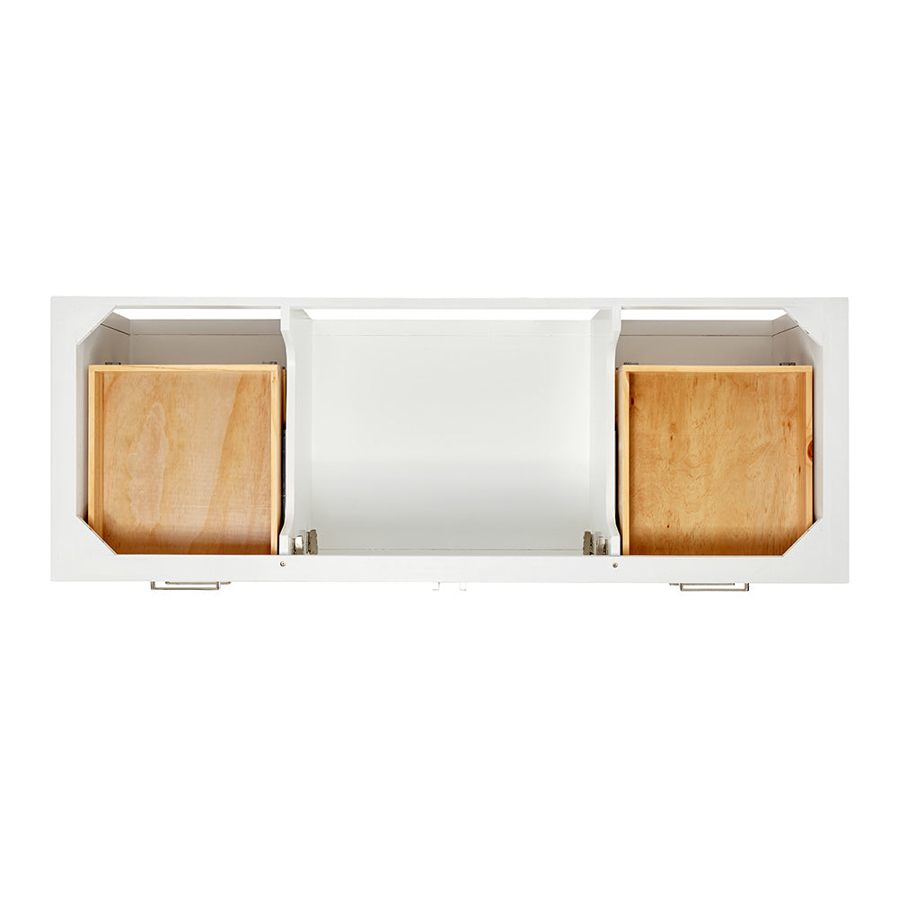Olivia 60-inch White bathroom vanity on white back ground top down
