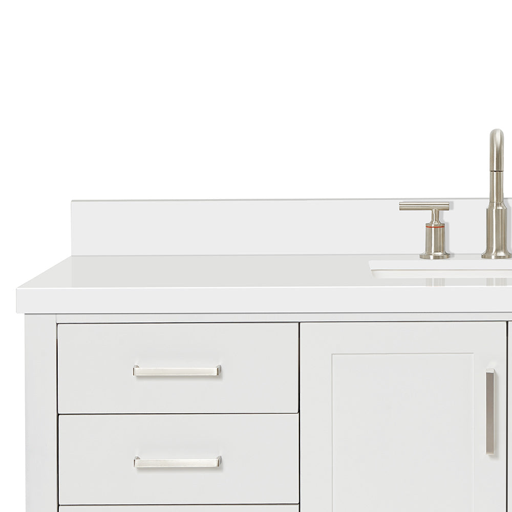 Olivia 60-inch White bathroom vanity on detail 2