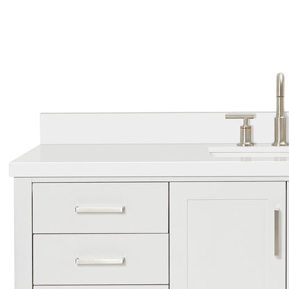Olivia 60-inch White bathroom vanity on detail 2