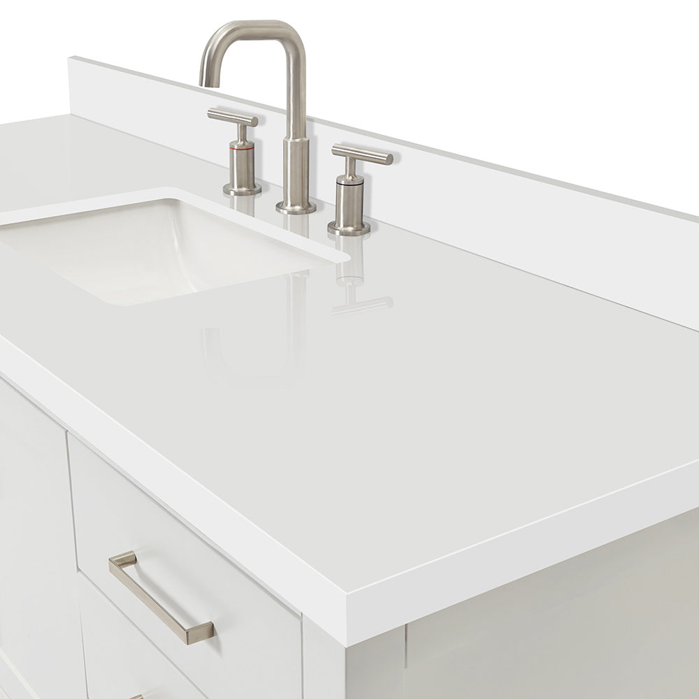 Olivia 60-inch White bathroom vanity on detail 3