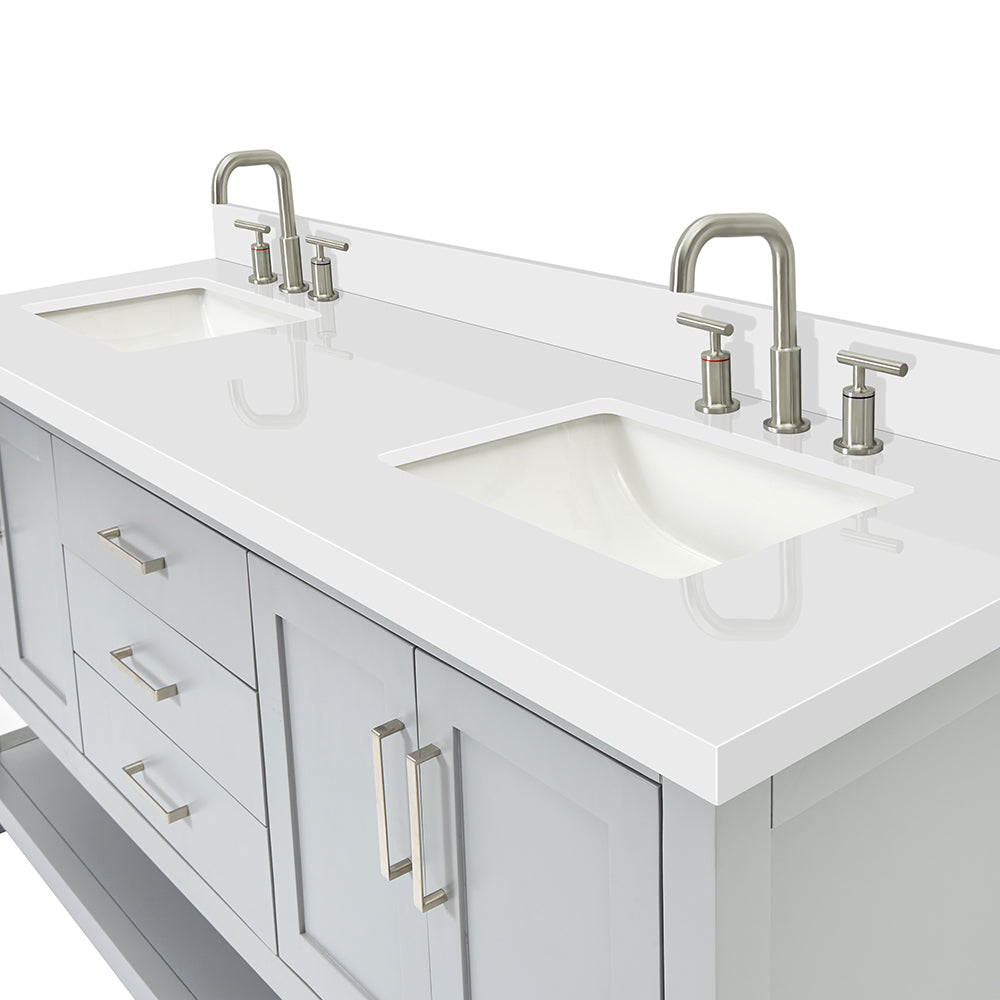 Olivia 72-inch Grey bathroom vanity on detail 2