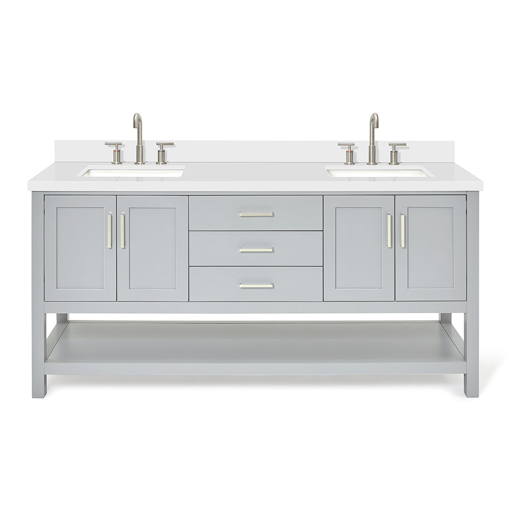 Olivia 72-inch Grey bathroom vanity on white back ground front view main image