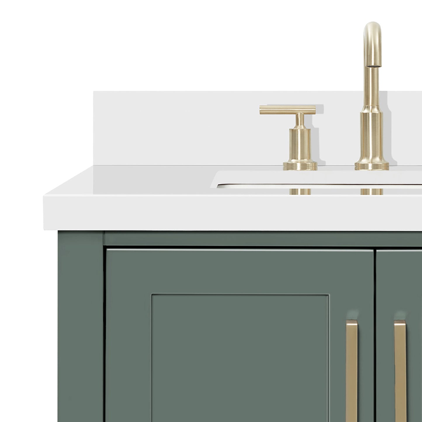 Olivia 72-inch Vintage Green bathroom vanity on white back ground side view open door