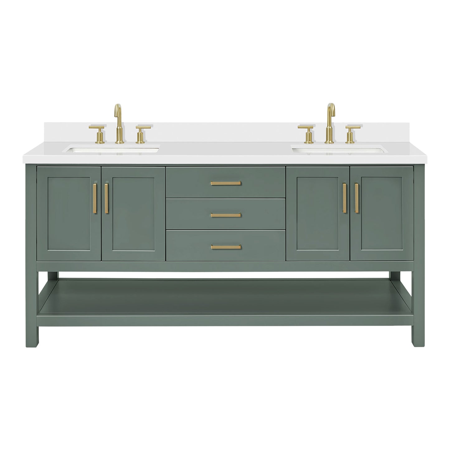 Olivia 72-inch Vintage Green bathroom vanity on white back ground front view main image