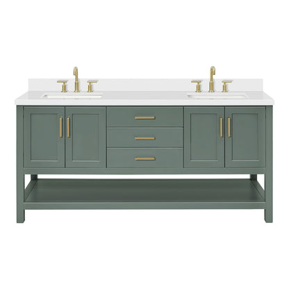 Olivia 72-inch Vintage Green bathroom vanity on white back ground front view main image